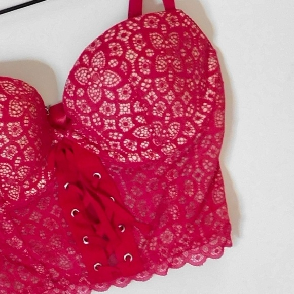 NWT!! VICTORIA’S SECRET Padded Demi-Buste Cousinne Longline Lace Bra 32D - Picture 6 of 16